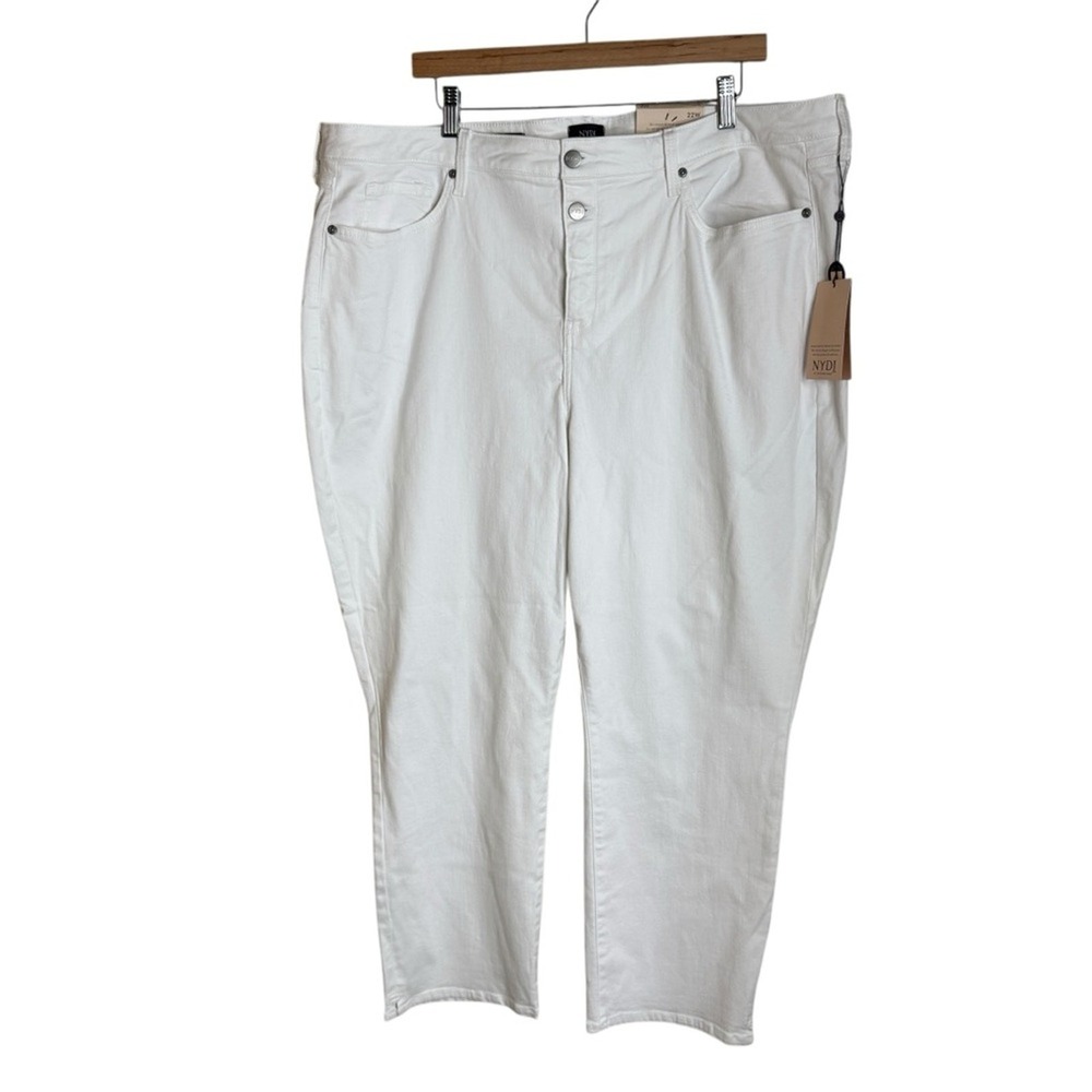 Not Your Daughters Jeans NYDJ Sheri Slim Ankle Jeans Side Slits Optic White 22W - Picture 2 of 13